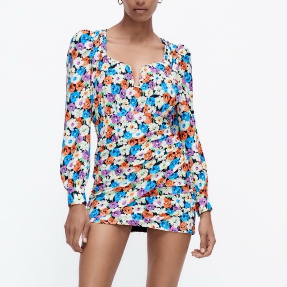 Colorful Floral Multicolor Dress Cute Spring Summer Birthday Travel Vacation NWT